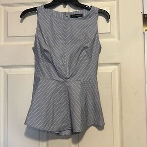 Banana Republic Sleeveless Gray and White Pinstriped Peplum Top Size 0